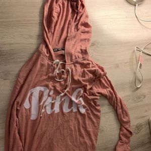 Pink hoodie lace up